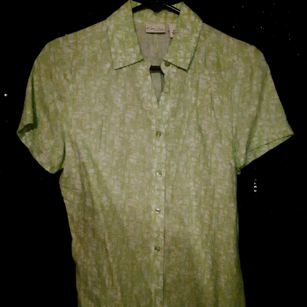 Petite Green Flowery Shirt